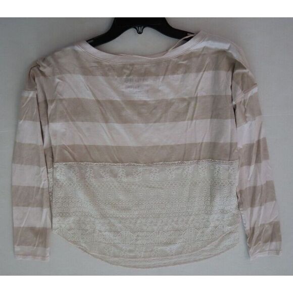 Free People Women's Sz XS Taupe/Pale Pink Oversized Lace Sheer Bottom Top $102 - Picture 8 of 8